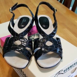 Ros Hommerson black patent leather sandals